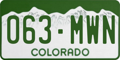 CO license plate 063MWN