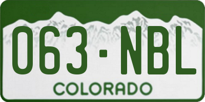 CO license plate 063NBL