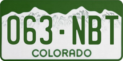 CO license plate 063NBT