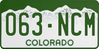 CO license plate 063NCM