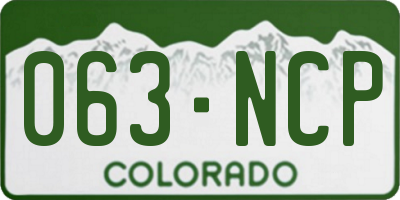 CO license plate 063NCP