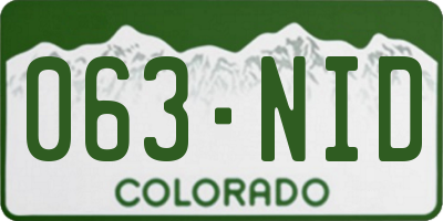 CO license plate 063NID
