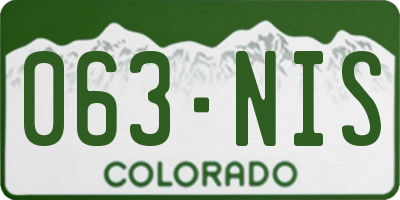 CO license plate 063NIS