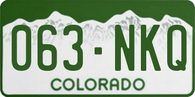 CO license plate 063NKQ