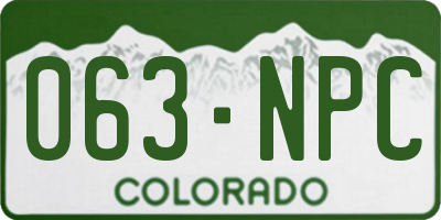 CO license plate 063NPC