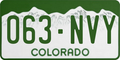 CO license plate 063NVY