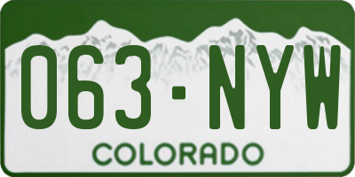 CO license plate 063NYW