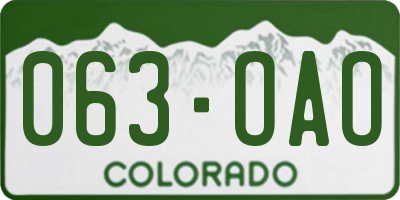 CO license plate 063OAO