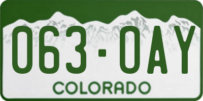 CO license plate 063OAY