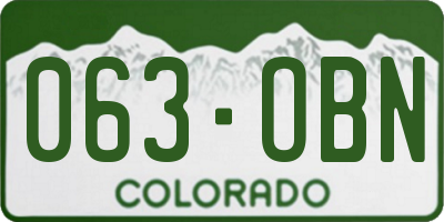 CO license plate 063OBN