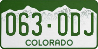 CO license plate 063ODJ
