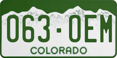 CO license plate 063OEM