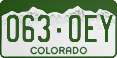 CO license plate 063OEY