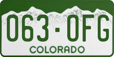 CO license plate 063OFG