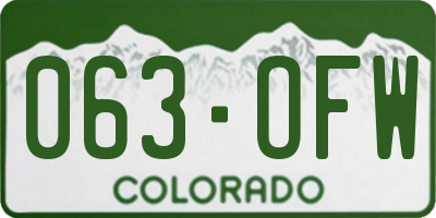 CO license plate 063OFW