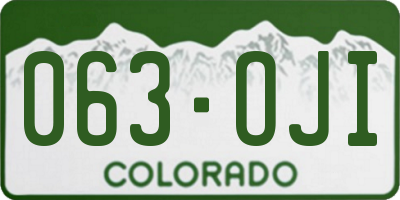 CO license plate 063OJI