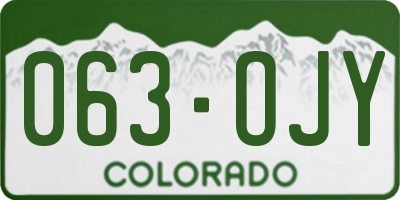 CO license plate 063OJY