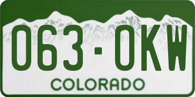 CO license plate 063OKW