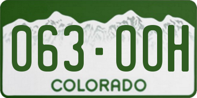 CO license plate 063OOH