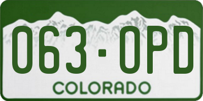 CO license plate 063OPD