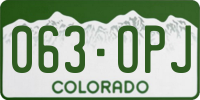 CO license plate 063OPJ