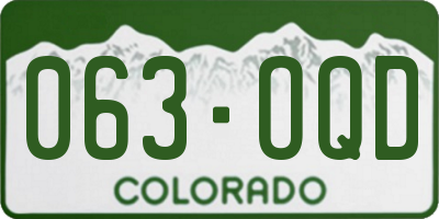 CO license plate 063OQD