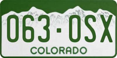 CO license plate 063OSX