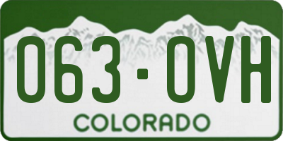 CO license plate 063OVH