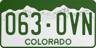 CO license plate 063OVN