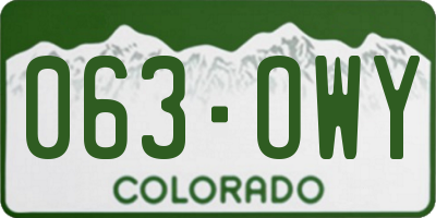 CO license plate 063OWY