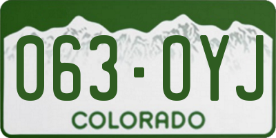CO license plate 063OYJ