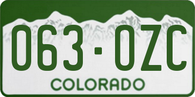 CO license plate 063OZC