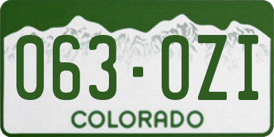 CO license plate 063OZI