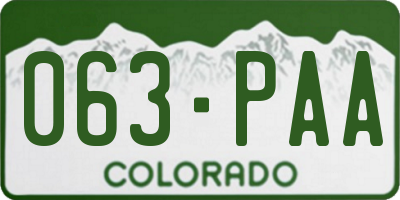 CO license plate 063PAA