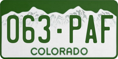 CO license plate 063PAF