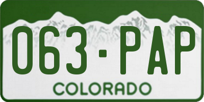 CO license plate 063PAP