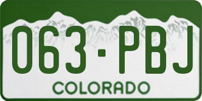 CO license plate 063PBJ