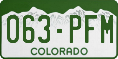 CO license plate 063PFM