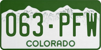 CO license plate 063PFW