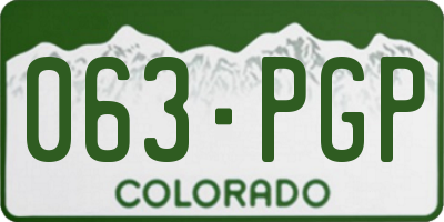 CO license plate 063PGP