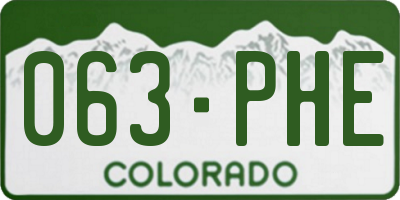 CO license plate 063PHE
