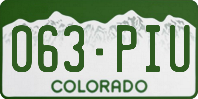 CO license plate 063PIU