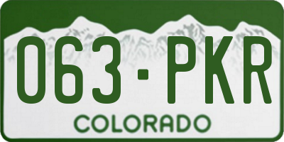 CO license plate 063PKR