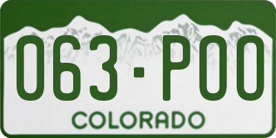 CO license plate 063POO