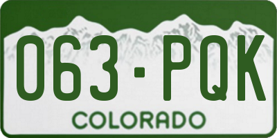 CO license plate 063PQK