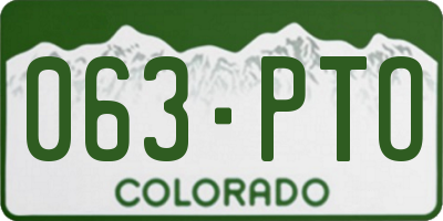 CO license plate 063PTO