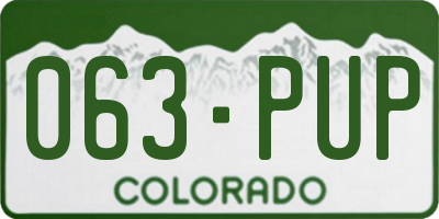 CO license plate 063PUP