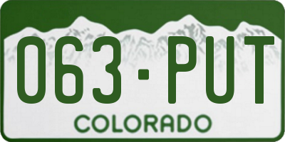 CO license plate 063PUT
