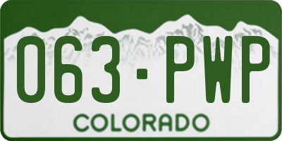 CO license plate 063PWP