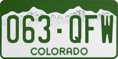 CO license plate 063QFW